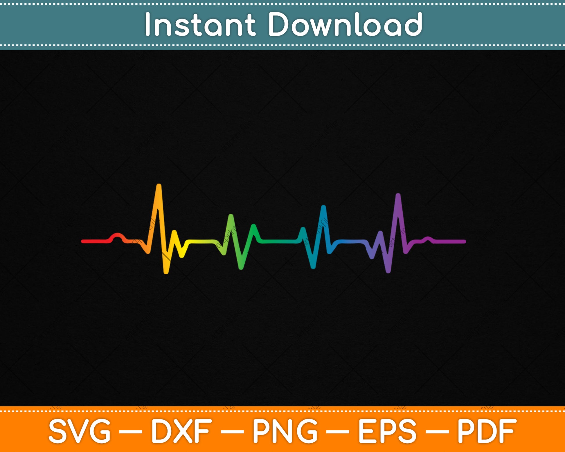 Gay Heartbeat Pride Rainbow Flag LGBTQ Cool LGBT Ally Gift Svg Digital Cutting File