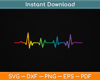 Gay Heartbeat Pride Rainbow Flag LGBTQ Cool LGBT Ally Gift Svg Digital Cutting File