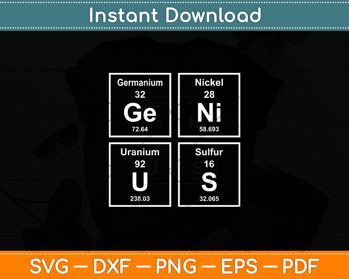 Ge-Ni-U-S Genius- Elements Svg Design Digital Cutting File