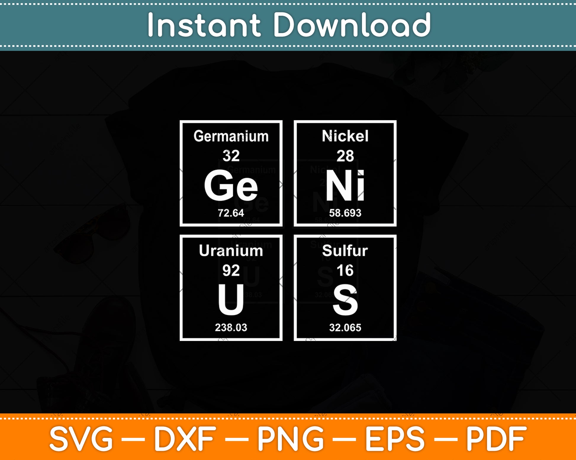 Ge-Ni-U-S Genius- Elements Svg Design Digital Cutting File