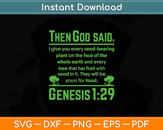 Genesis 129 Plant Based Diet Vegan Vegetarian Animal Lovers Svg Digital Cutting File