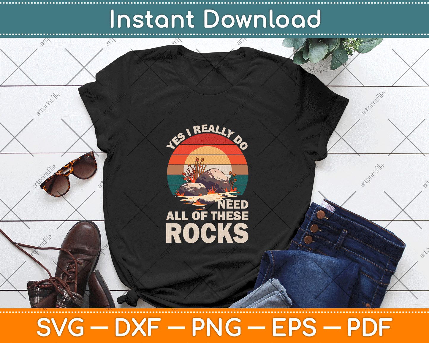 Geology themed digital download featuring colorful rocks and crystal illustration for mineral collectors and geology fans