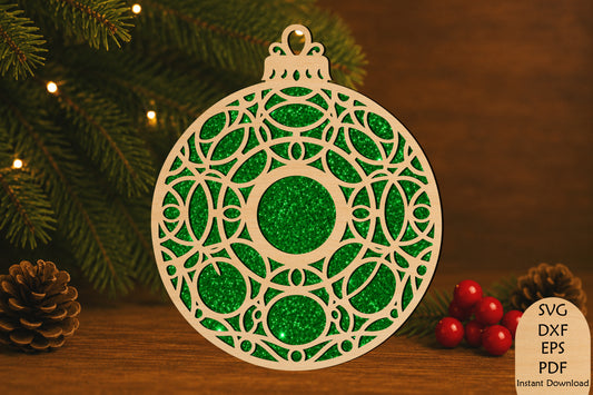 Elegant Geometric Christmas Ornament Laser Cut SVG File