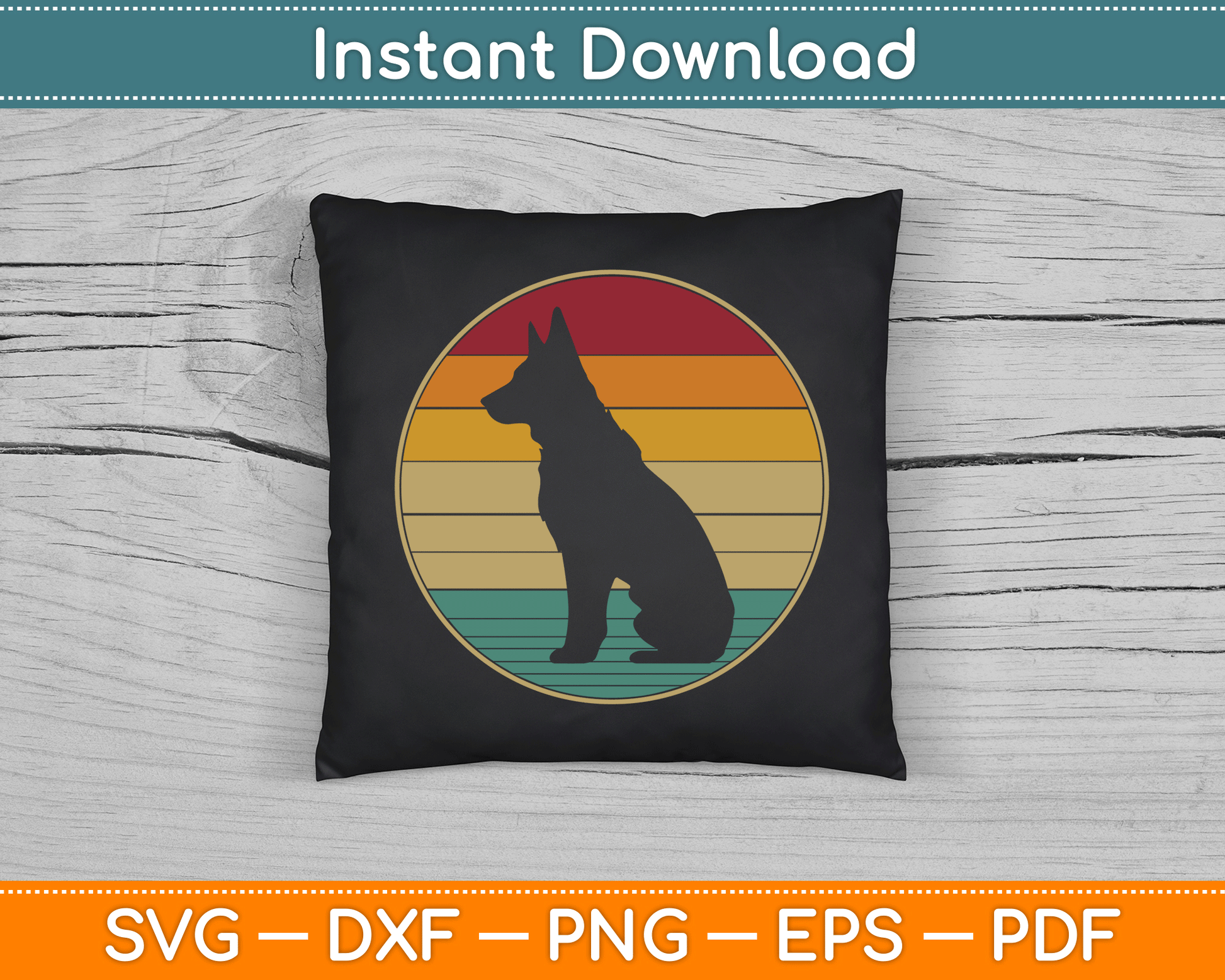 German Shepherd Dog Vintage Distressed Retro SVG Digital Cutting File