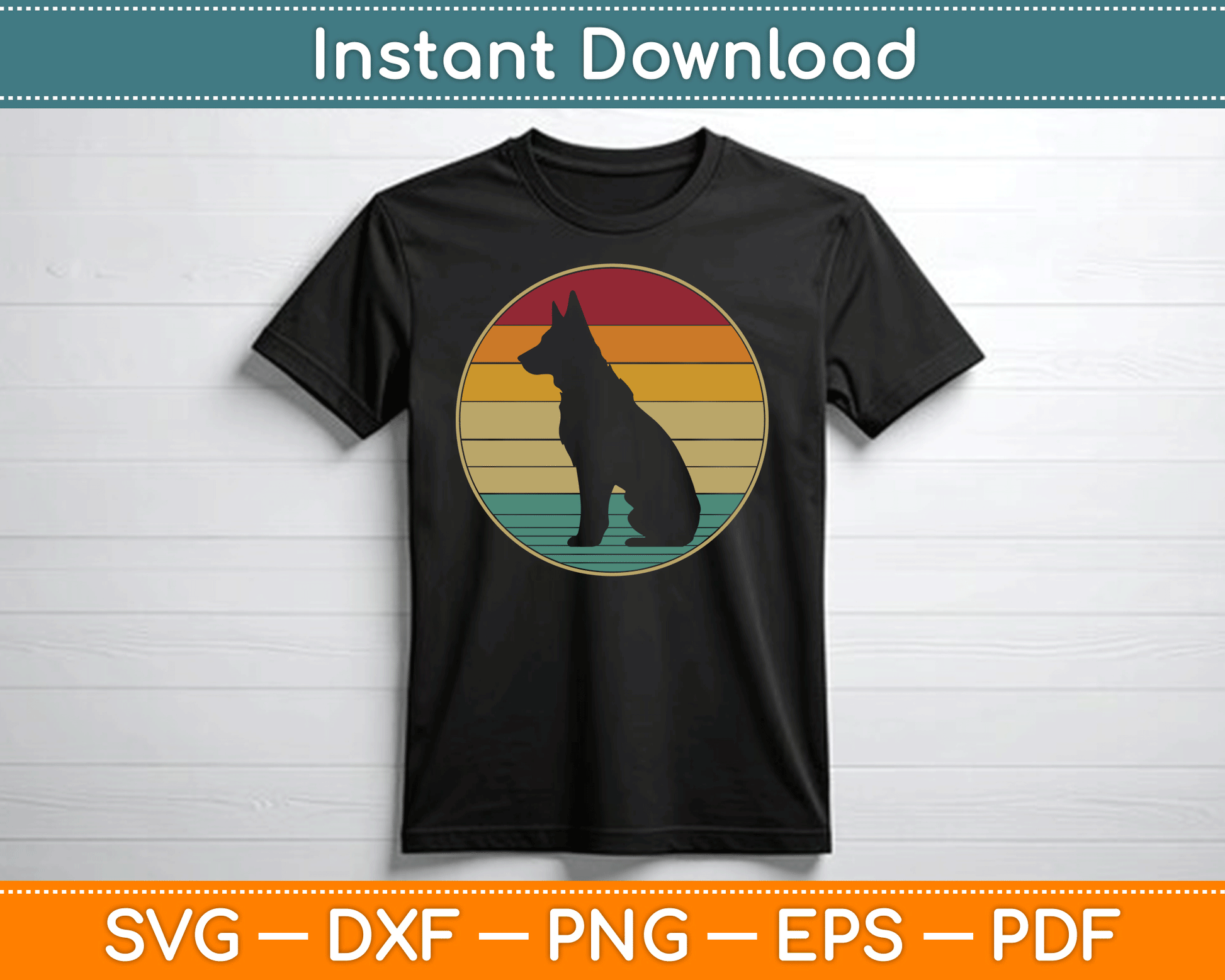 German Shepherd Dog Vintage Distressed Retro SVG Digital Cutting File