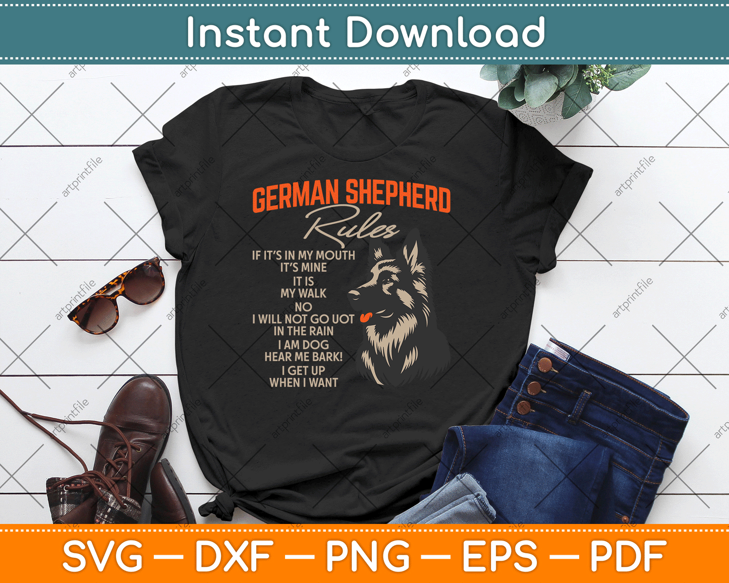 German Shepherd Rules Dog Lover Animal Pet Breeder SVG Digital Cutting File