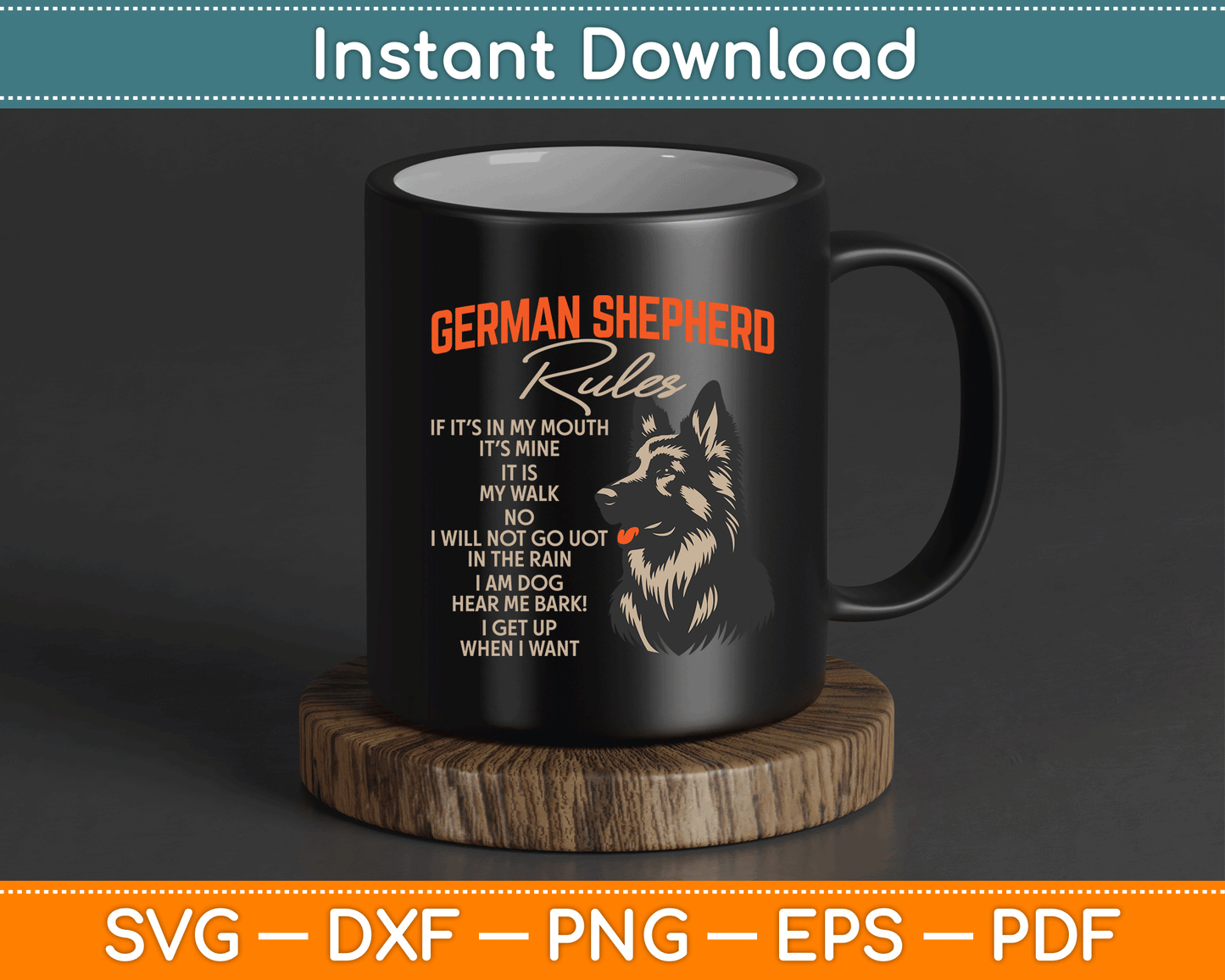 German Shepherd Rules Dog Lover Animal Pet Breeder SVG Digital Cutting File