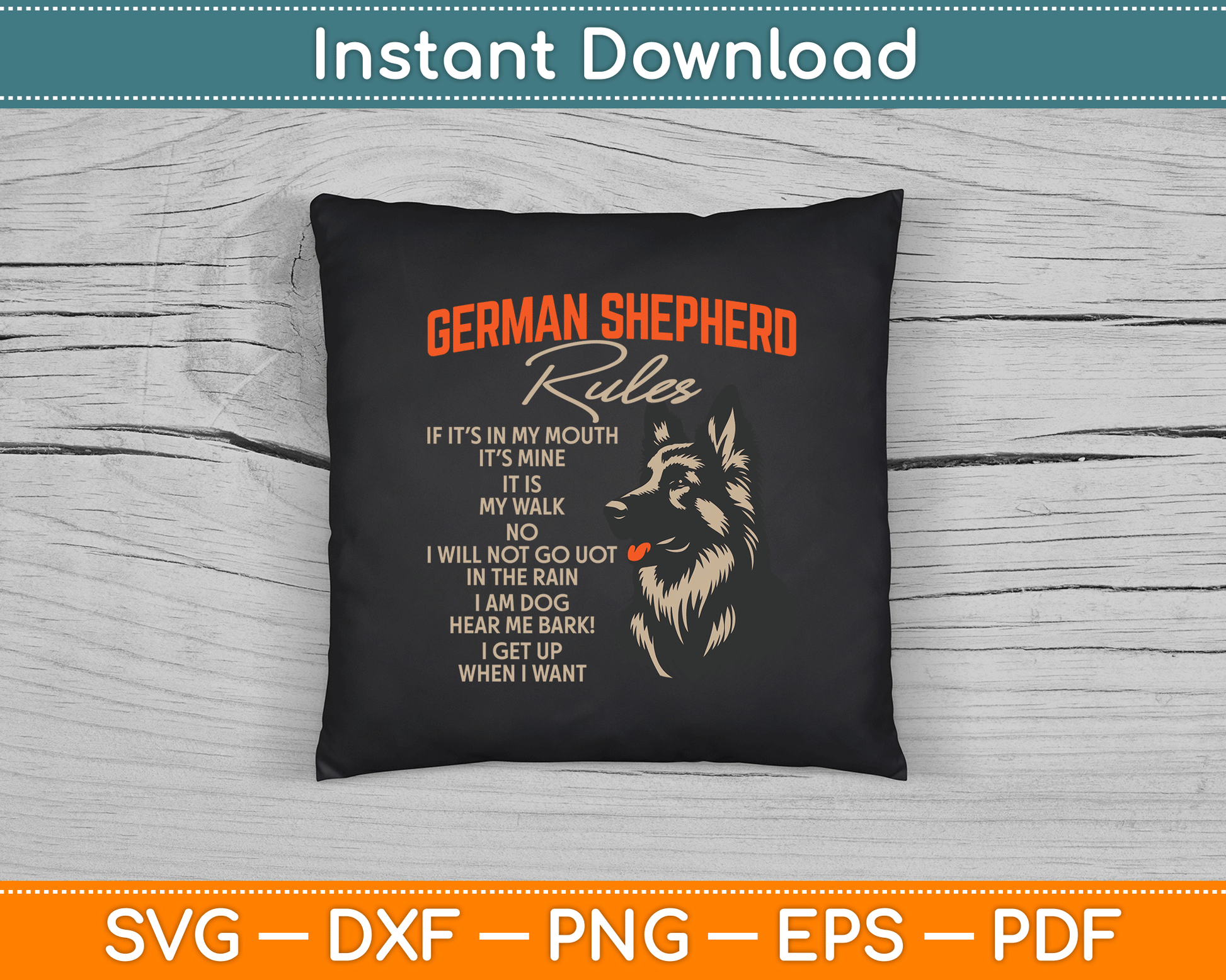 German Shepherd Rules Dog Lover Animal Pet Breeder SVG Digital Cutting File