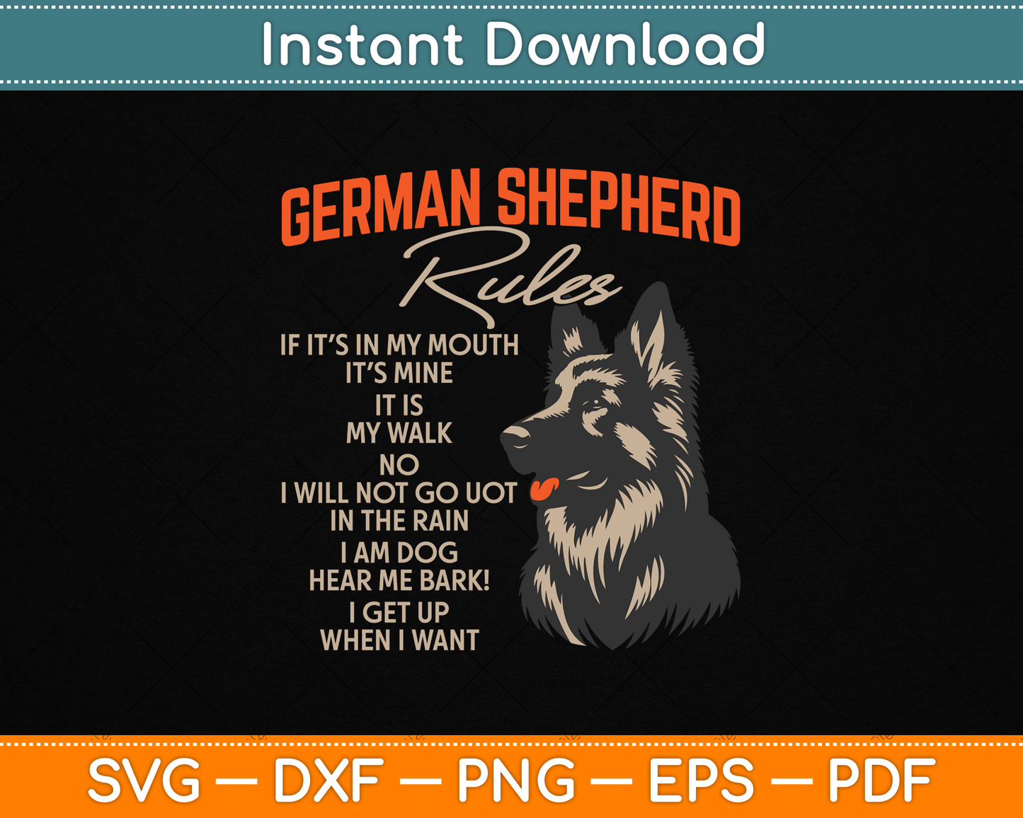 German Shepherd Rules Dog Lover Animal Pet Breeder SVG Digital Cutting File
