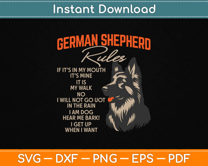 German Shepherd Rules Dog Lover Animal Pet Breeder SVG Digital Cutting File