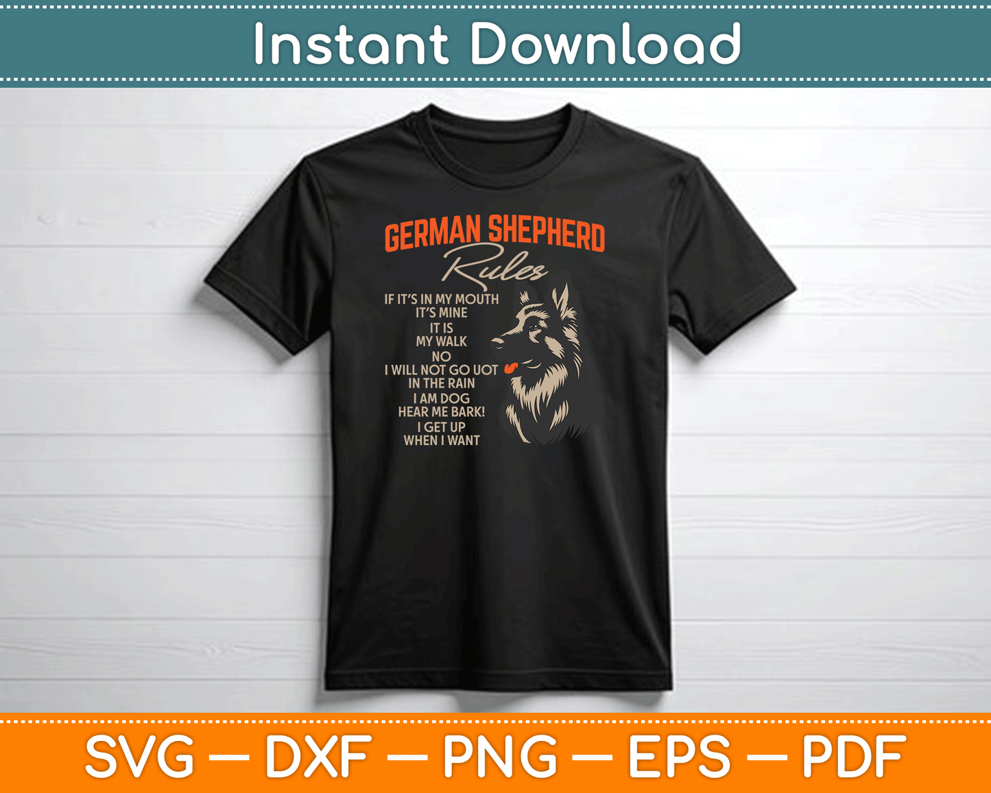 German Shepherd Rules Dog Lover Animal Pet Breeder SVG Digital Cutting File