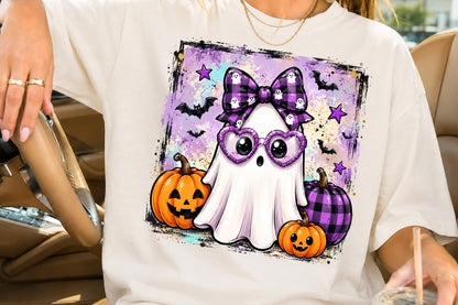 Purple Ghost Bow PNG Halloween Cute Spooky Sublimation Design