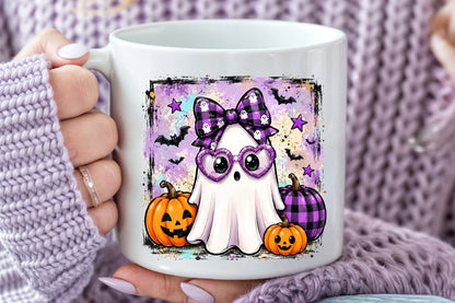 Purple Ghost Bow PNG Halloween Cute Spooky Sublimation Design