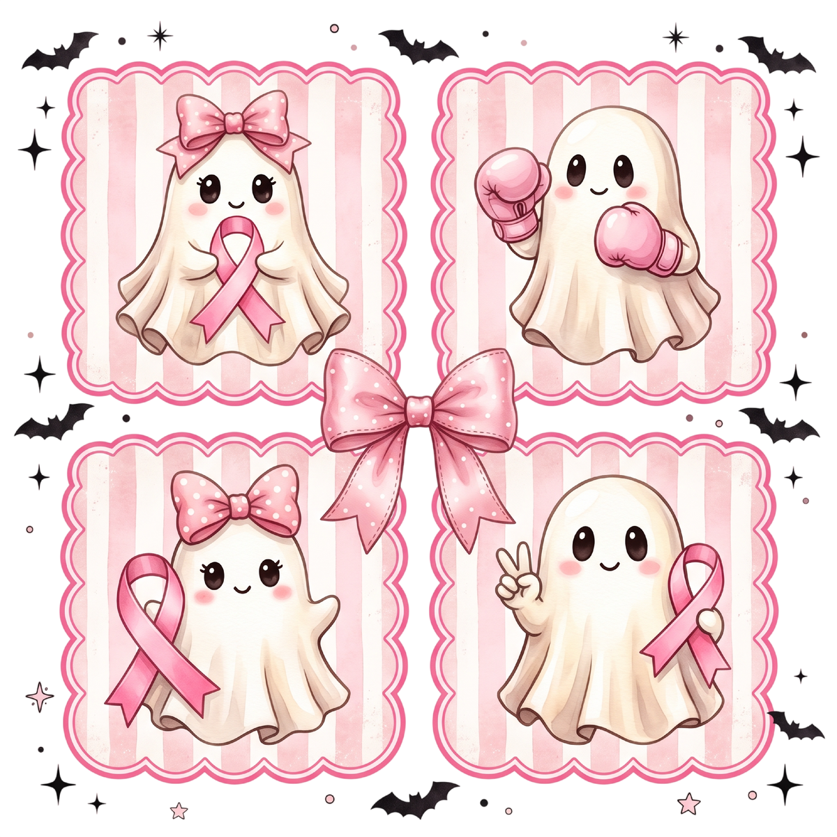 Pink Ribbon Ghosts PNG Bundle
