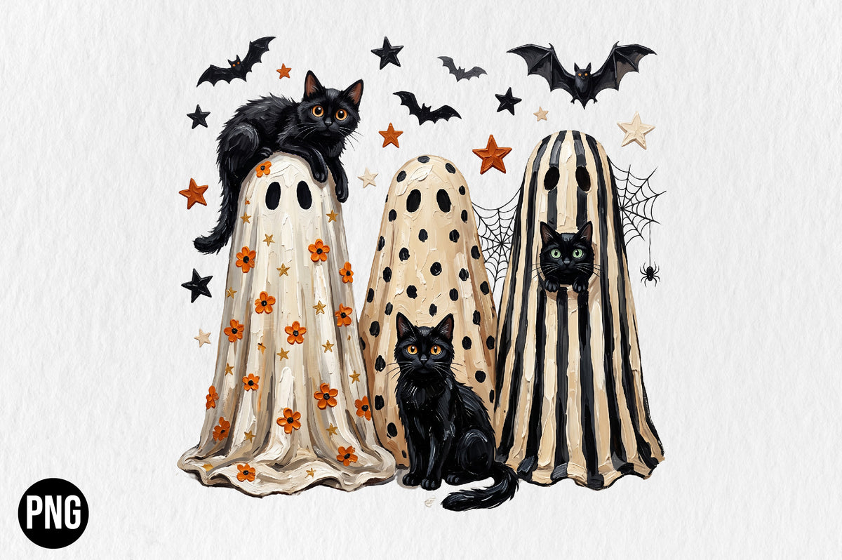 Ghost Cat Cute Halloween PNG