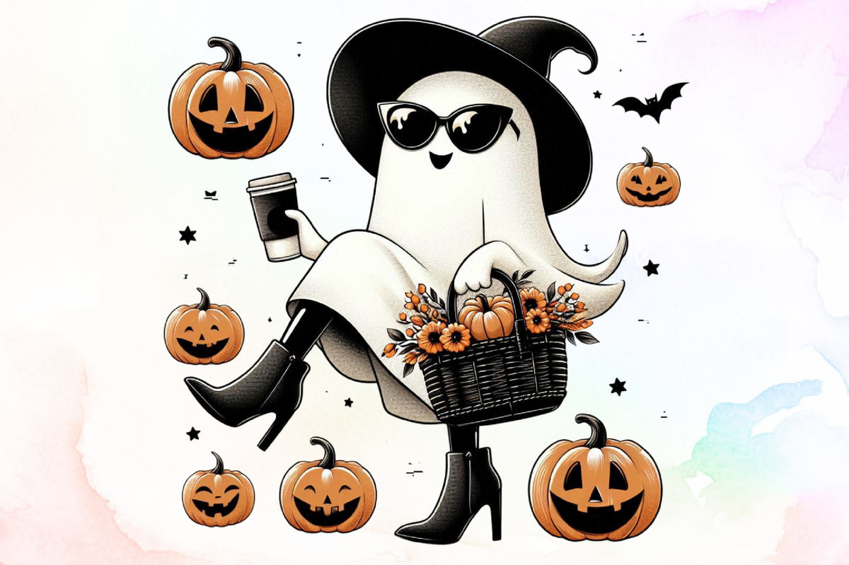 Ghost Coffee Halloween Fall Pumpkin PNG