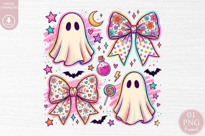 Ghost Coquette Bow Halloween Sublimation PNG