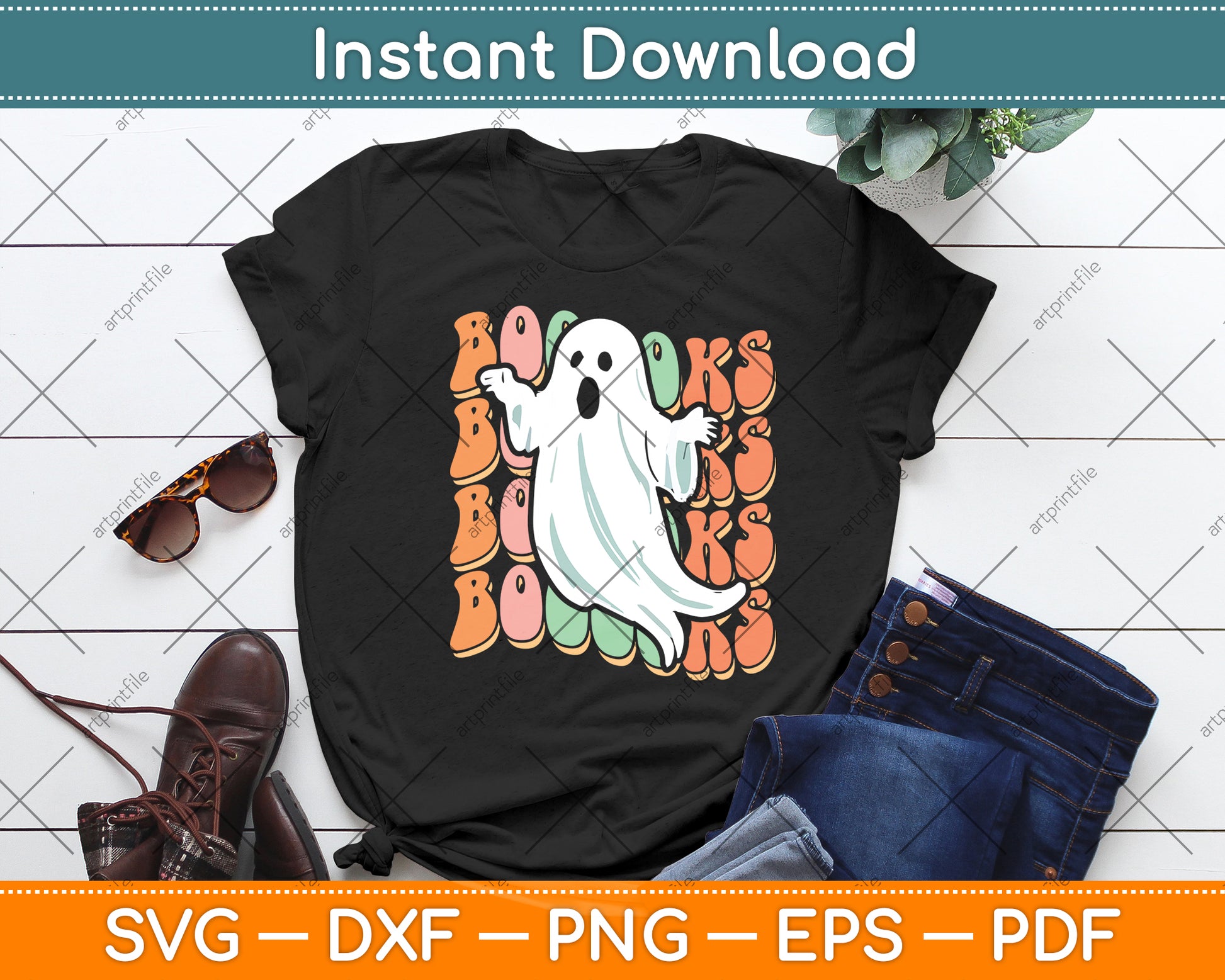 Booooks! Ghost Reading Books Halloween Svg Digital Cutting File