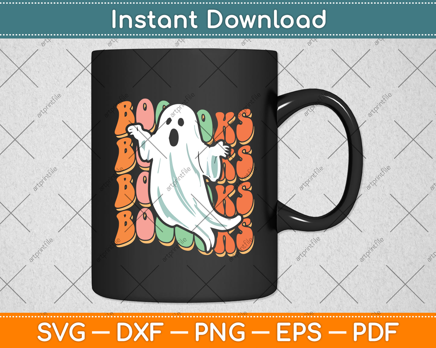 Booooks! Ghost Reading Books Halloween Svg Digital Cutting File