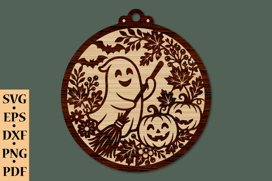 Ghost Halloween Ornament SVG Laser Cut