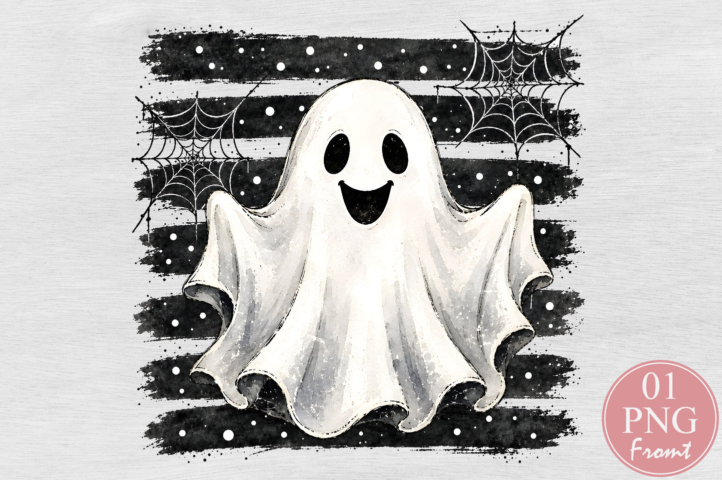 Cute Ghost Halloween PNG Spooky Ghost Spider Web Sublimation Design
