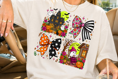 Halloween Haunted House Bow PNG Bundle Cute Spooky Ghost Clipart
