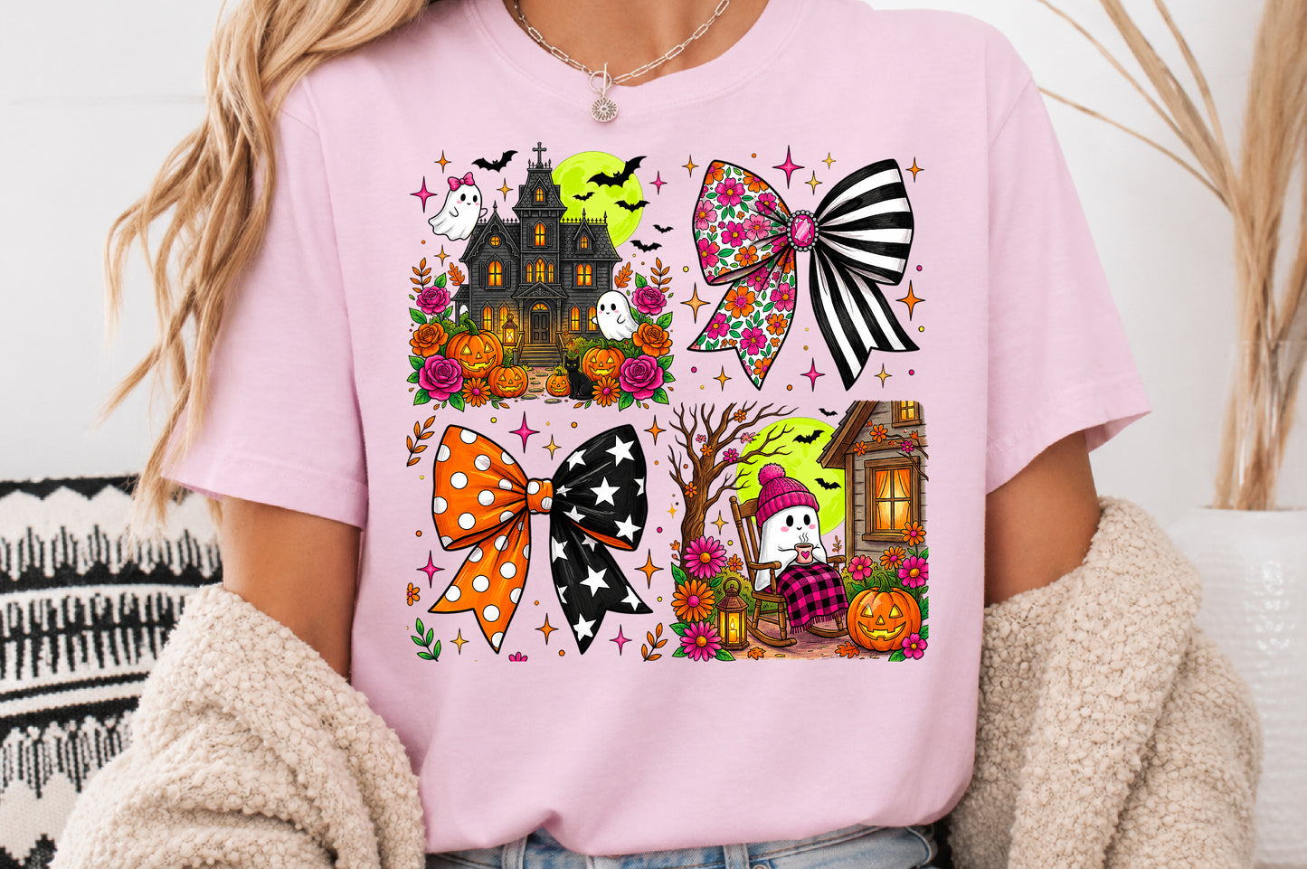 Halloween Haunted House Bow PNG Bundle Cute Spooky Ghost Clipart