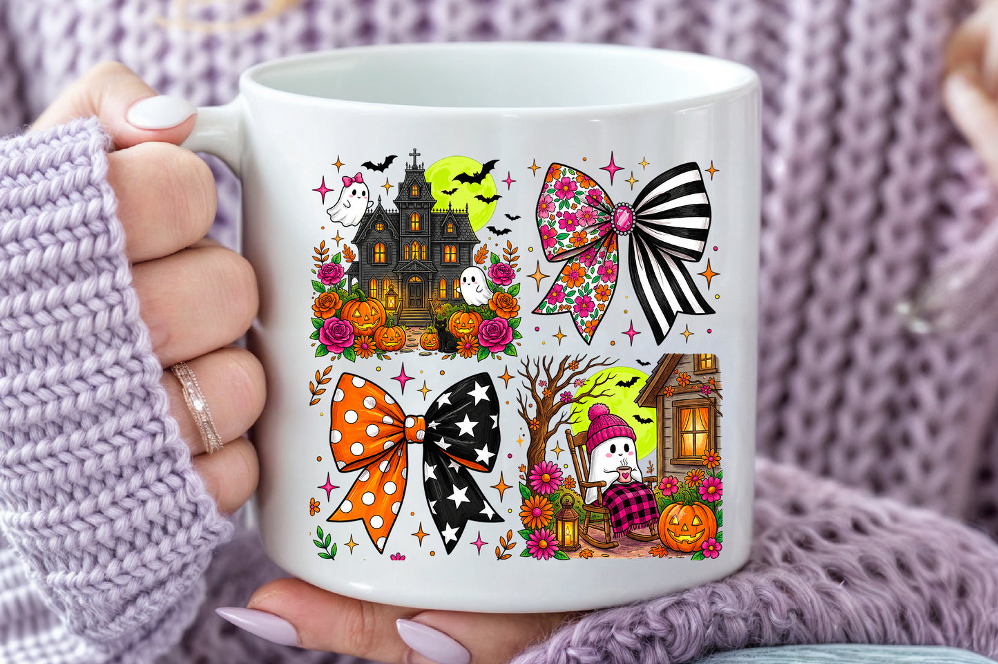 Halloween Haunted House Bow PNG Bundle Cute Spooky Ghost Clipart