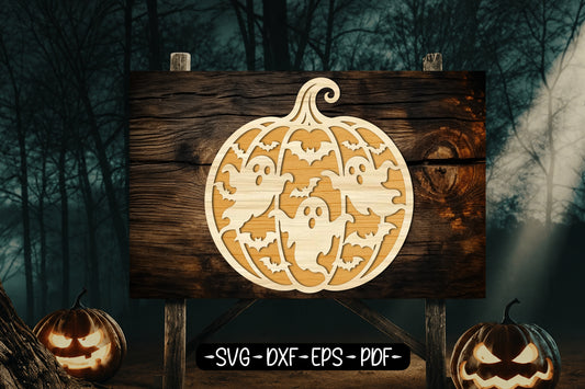 Ghost Pumpkin Halloween Laser Cut SVG Design