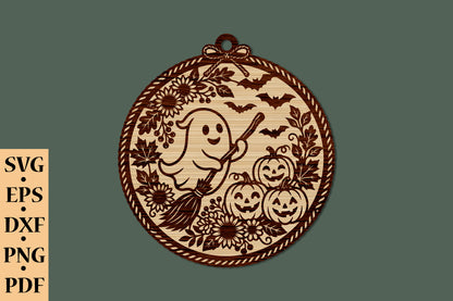 Ghost Pumpkin Laser Cut Ornament SVG