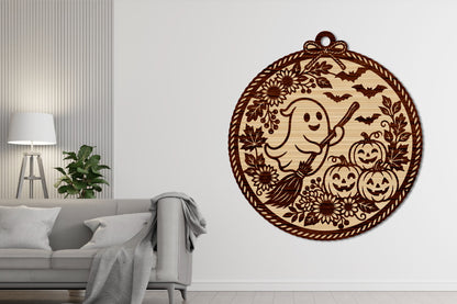 Ghost Pumpkin Laser Cut Ornament SVG