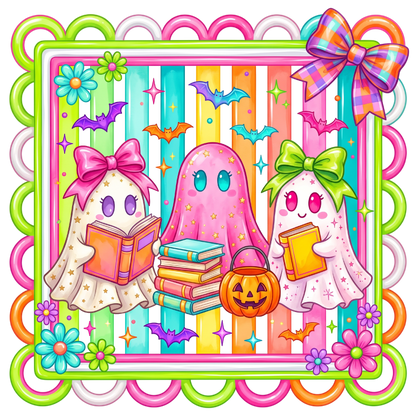 Ghost Reading Halloween Book PNG Bundle