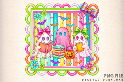 Ghost Reading Halloween Book PNG Bundle