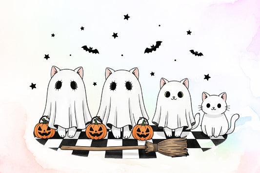 Ghost Spooky Cat Pumpkin Halloween PNG
