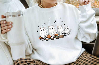 Ghost Spooky Cat Pumpkin Halloween PNG