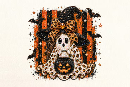 Ghost Witch Leopard Rhinestone PNG