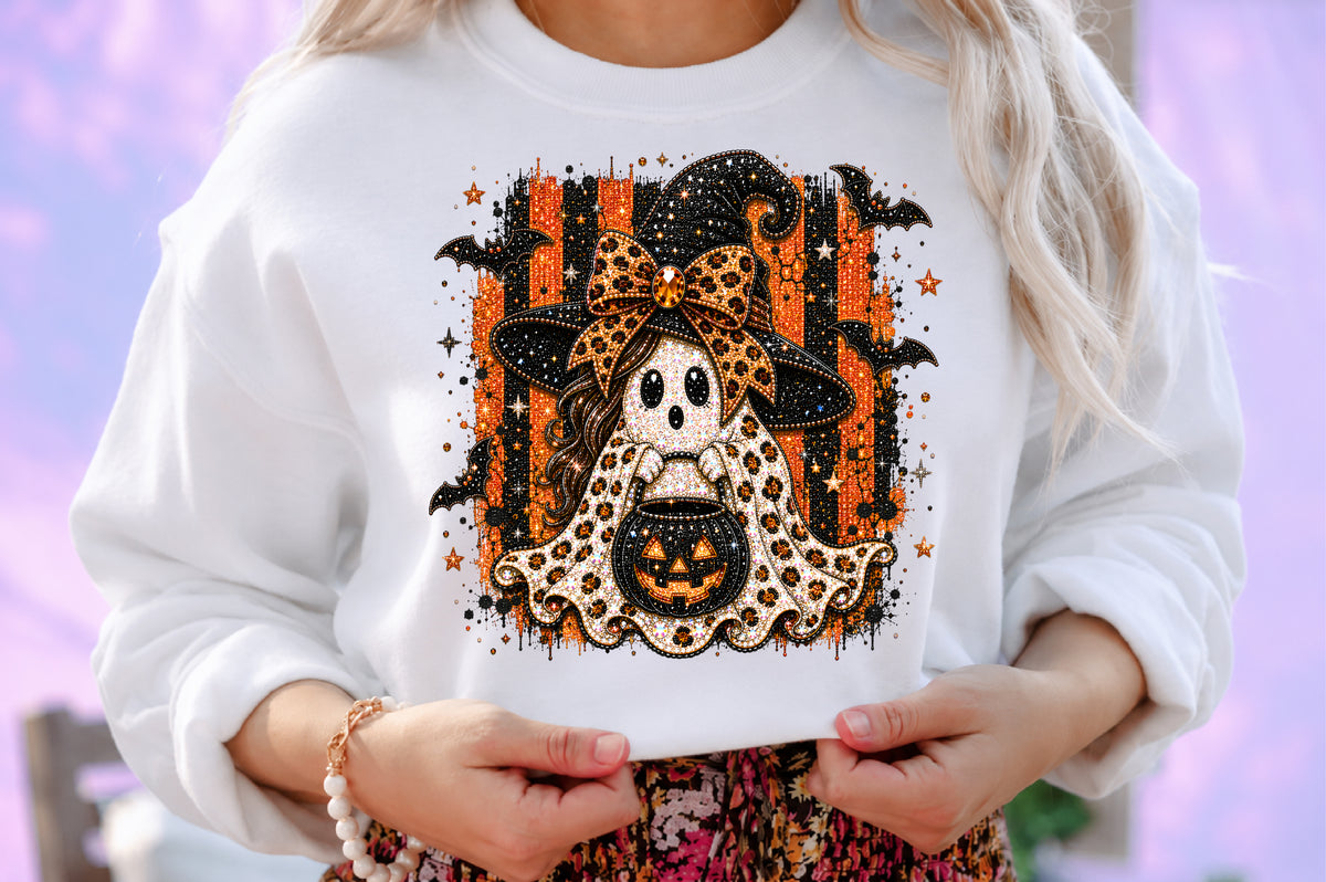 Ghost Witch Leopard Rhinestone PNG