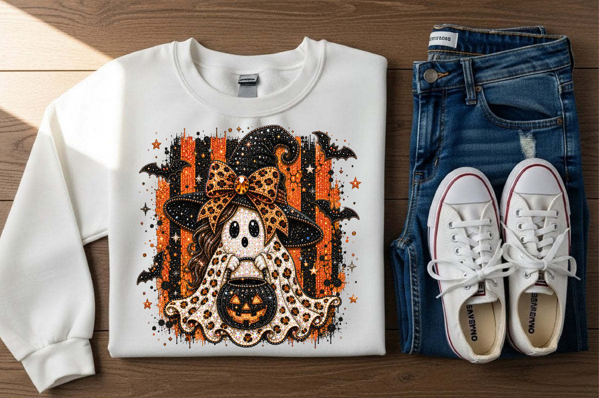 Ghost Witch Leopard Rhinestone PNG