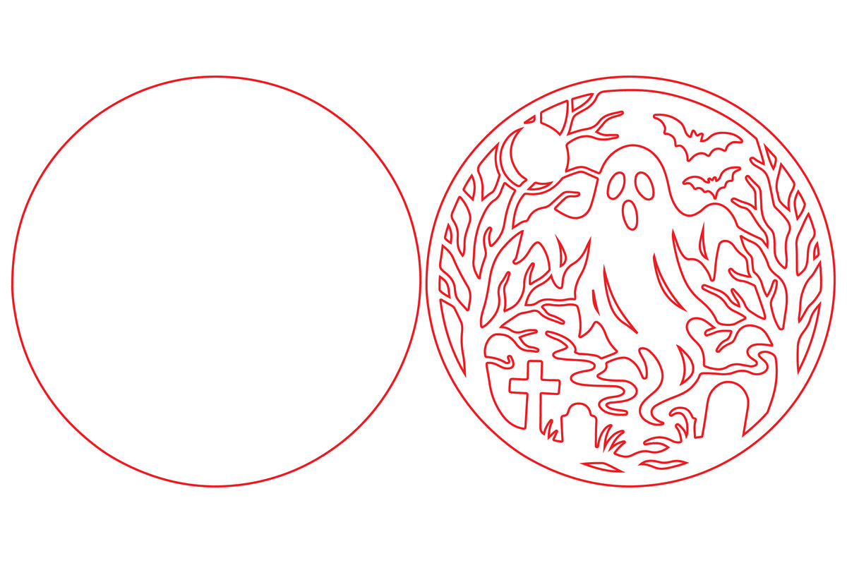 Ghost in Cemetery Halloween Laser Cut SVG