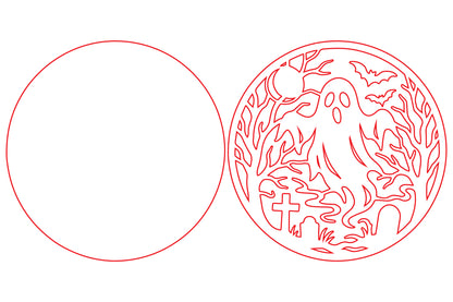 Ghost in Cemetery Halloween Laser Cut SVG