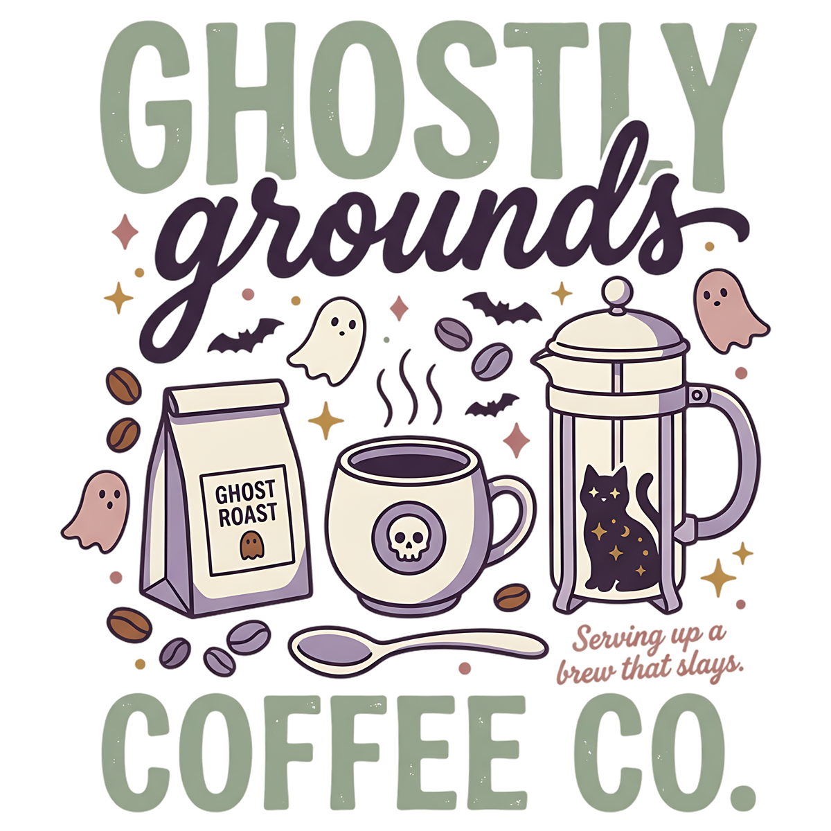 Ghostly Grounds Halloween Coffee Co PNG