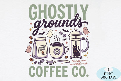 Ghostly Grounds Halloween Coffee Co PNG