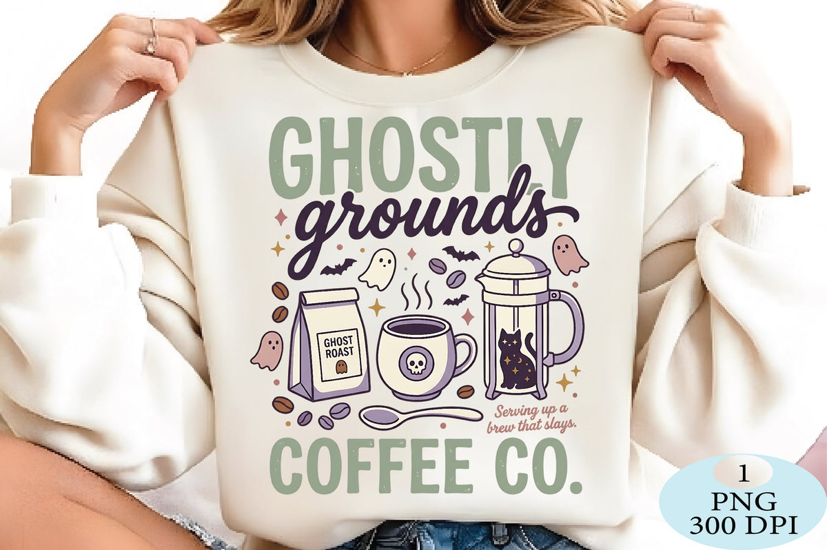 Ghostly Grounds Halloween Coffee Co PNG