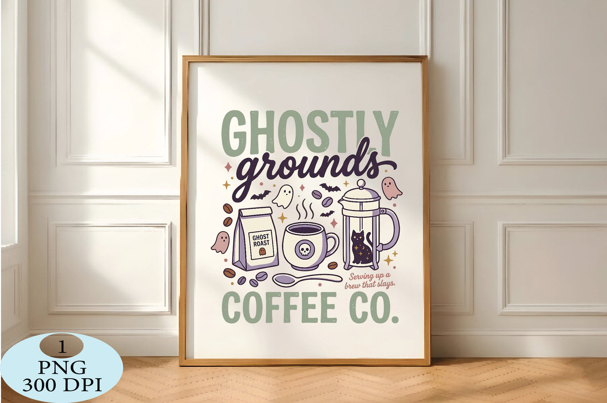 Ghostly Grounds Halloween Coffee Co PNG