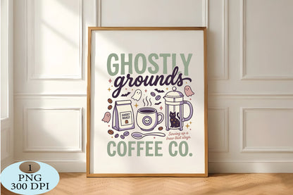 Ghostly Grounds Halloween Coffee Co PNG