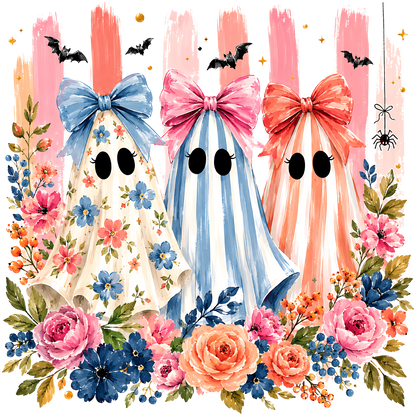 Floral Ghosts Halloween PNG Bundle Design