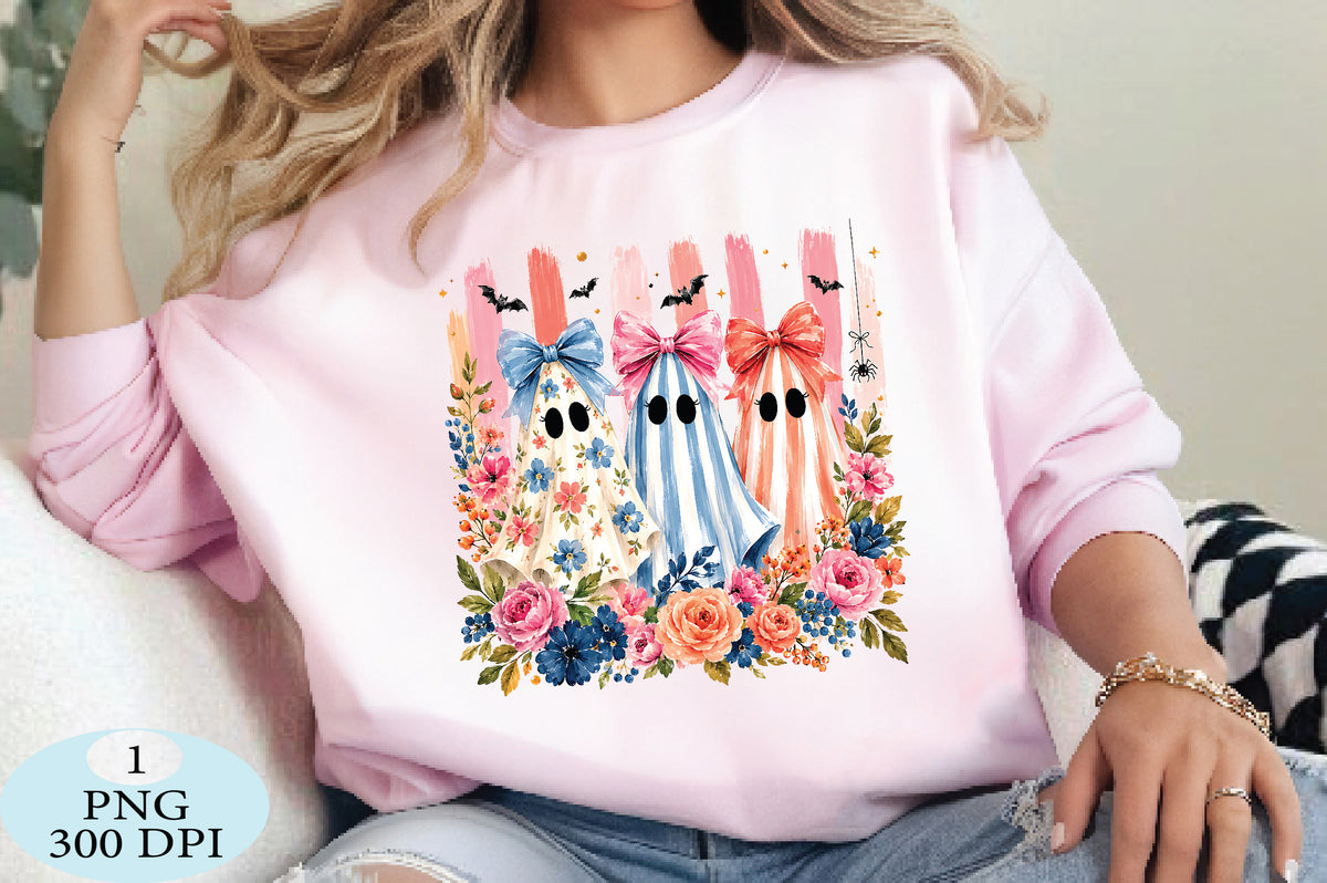 Floral Ghosts Halloween PNG Bundle Design