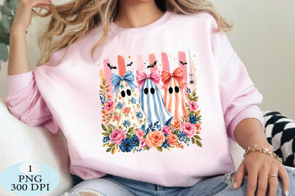 Floral Ghosts Halloween PNG Bundle Design