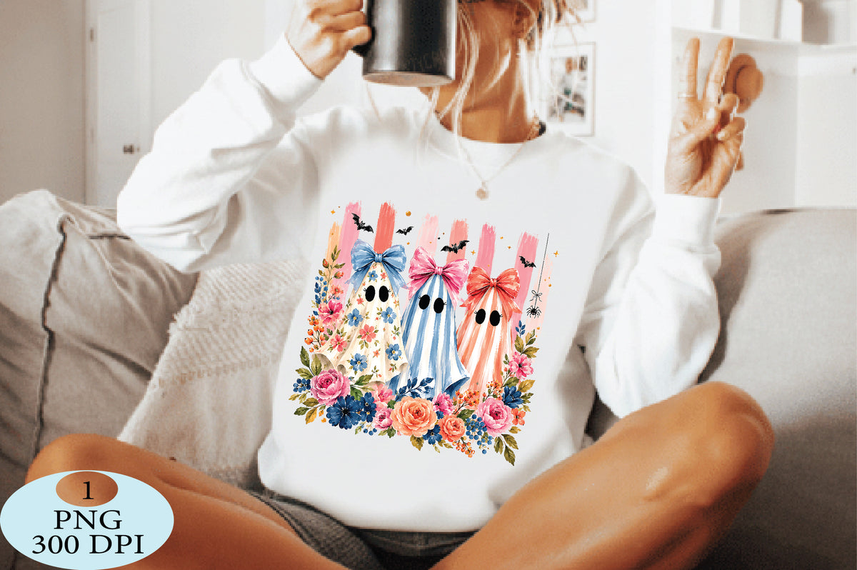 Floral Ghosts Halloween PNG Bundle Design