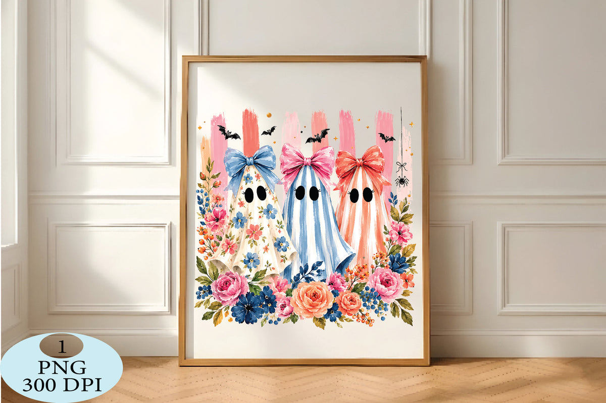 Floral Ghosts Halloween PNG Bundle Design
